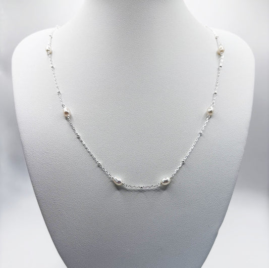 Pearl Satellite Necklace - Silver