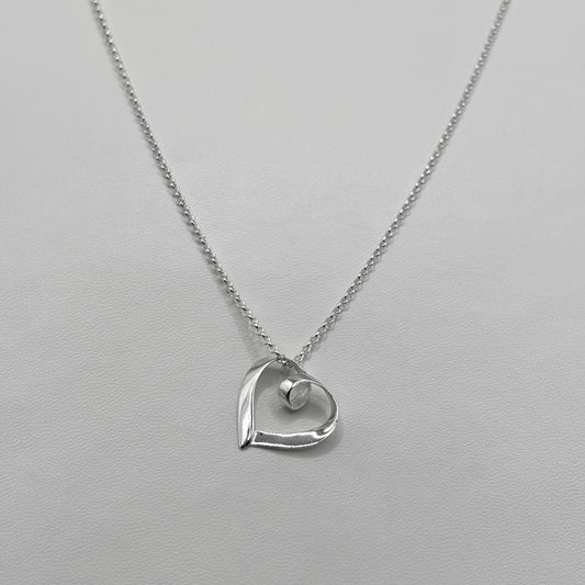 Ribbon Heart Pendant on a Fine Classic Necklace - Medium