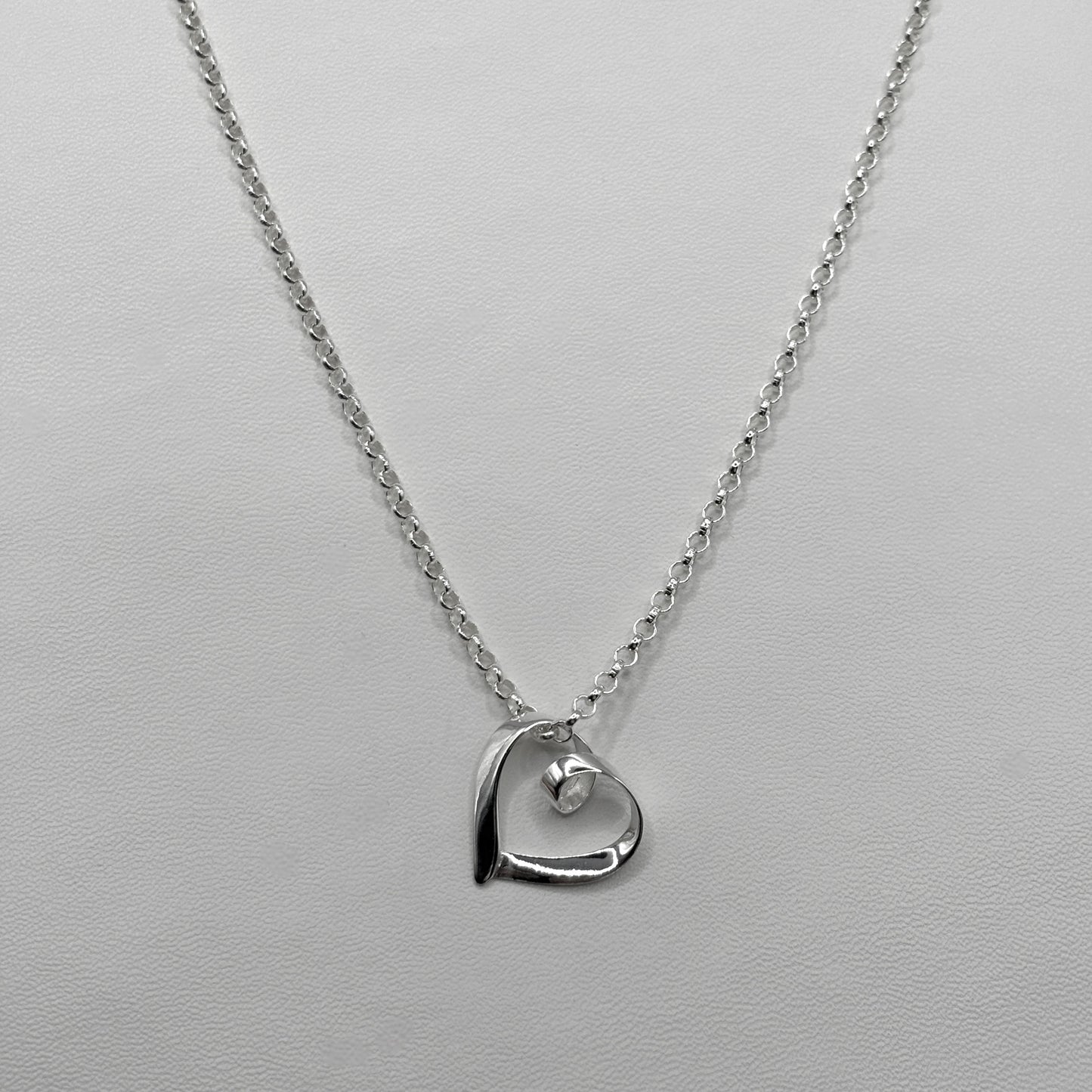 Ribbon Heart Medium Pendant on a Classic Necklace