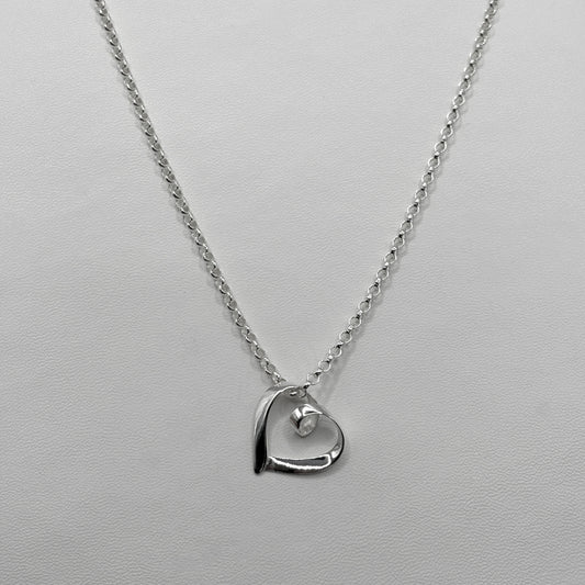 Ribbon Heart Medium Pendant on a Classic Necklace