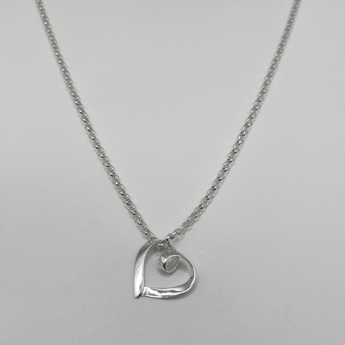 Ribbon Heart Medium Pendant on a Classic Necklace