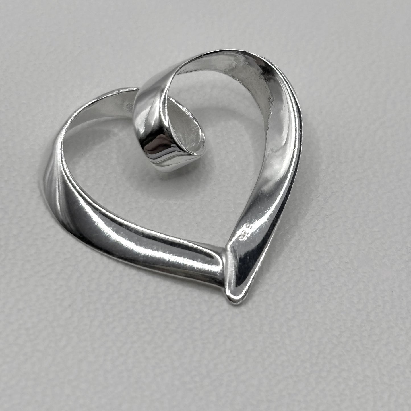 Ribbon Heart Medium Pendant on a Classic Necklace