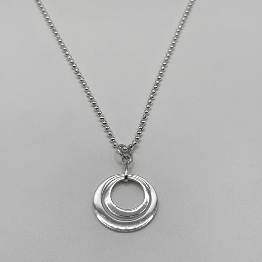 Two Ring Pendant on a Bead Necklace