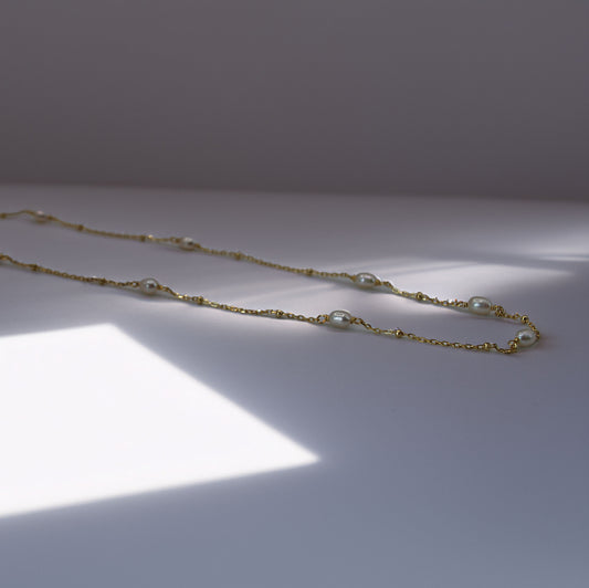 Pearl Satellite Necklace - Gold