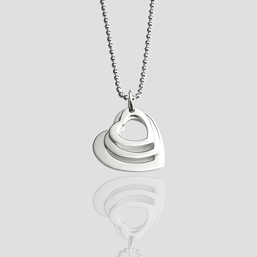 Triple Heart Pendant on a Bead Necklace