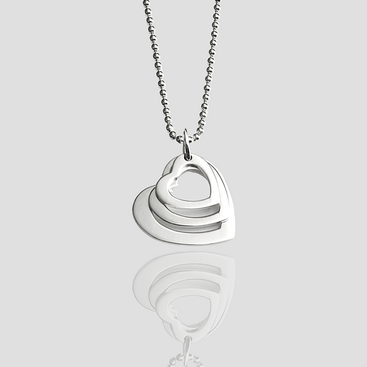 Triple Heart Pendant on a Bead Necklace