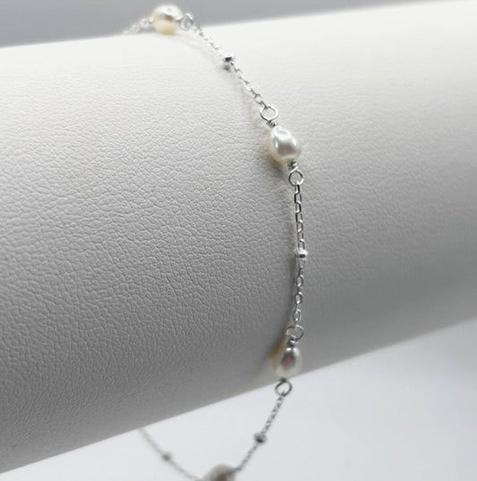 Pearl Satellite Bracelet - Silver
