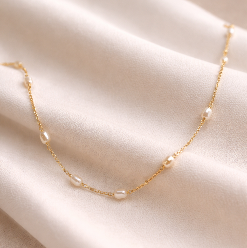 Pearl Satellite Necklace - Gold