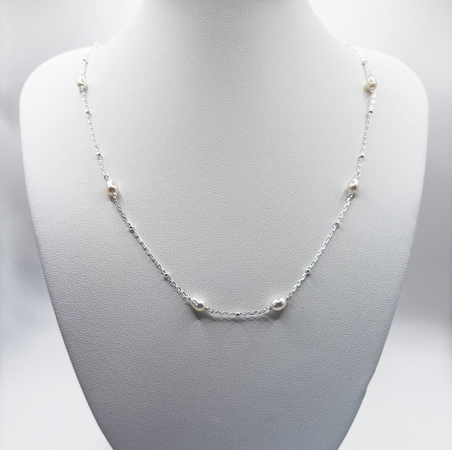 Pearl Satellite Necklace - Silver