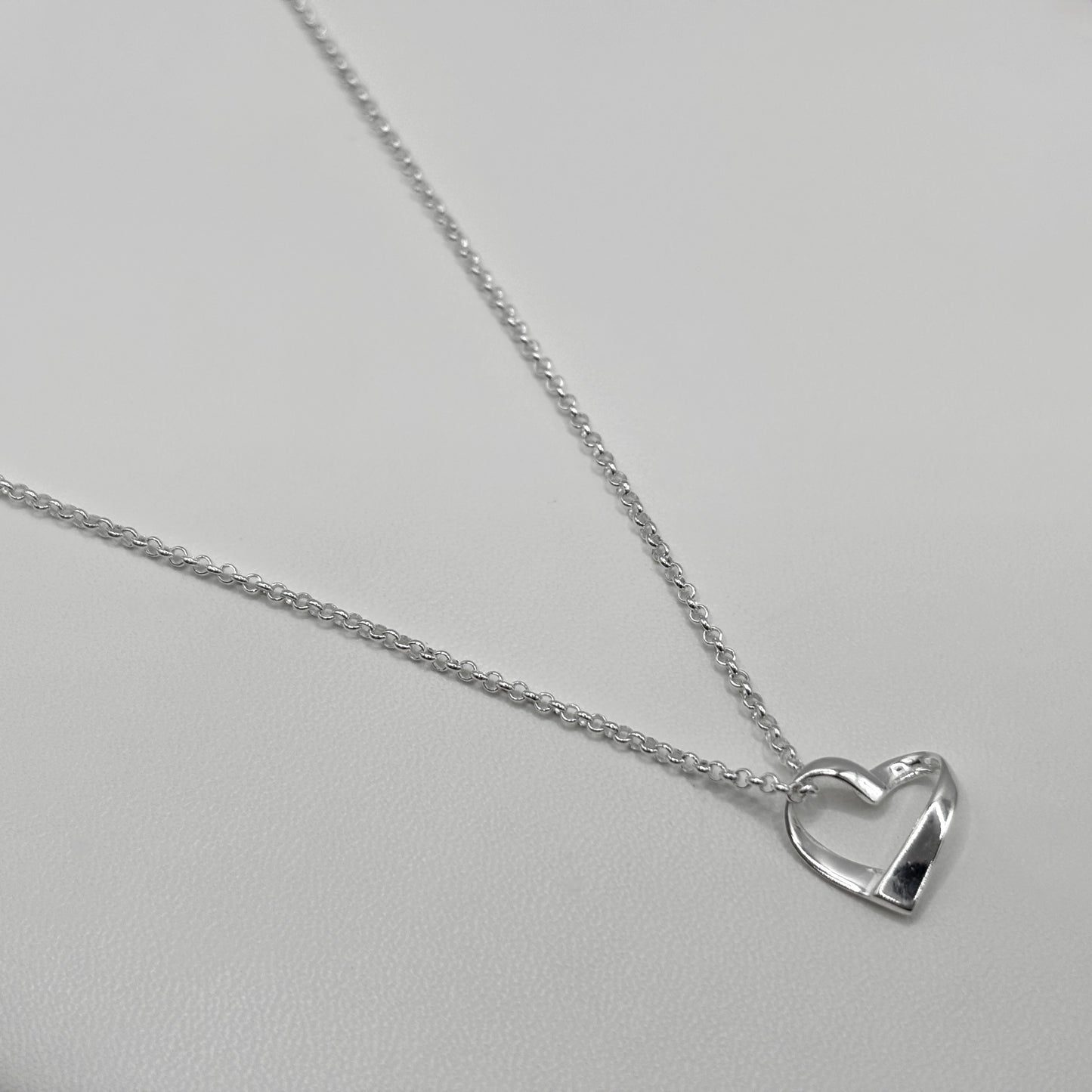 Ribbon Heart Pendant on a Fine Belcher Chain - Small