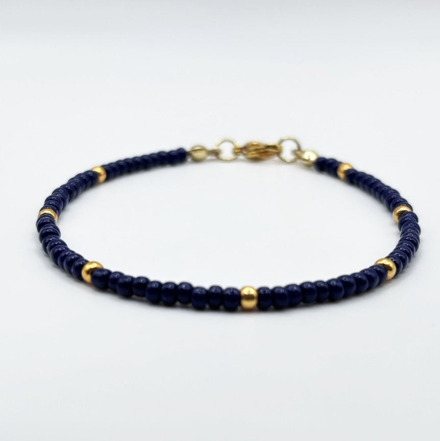 Seed Bracelet -  Navy and Gold